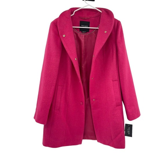 KATE SPADE Wool Blend Jacket M Stand Collar Changeable Buttons Coat Pink $348 - Picture 8 of 15